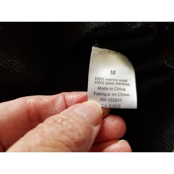 Kier + J Black 100% Fine Merino Wool Crew Neck Long Sleeves Sweater Top Women M - Picture 7 of 9